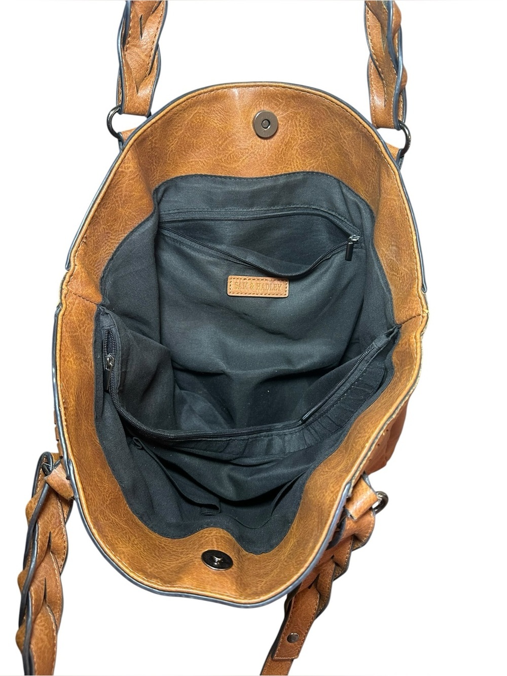 Sam & Hadley brown vegan leather hobo tote bag - Picture 9 of 9